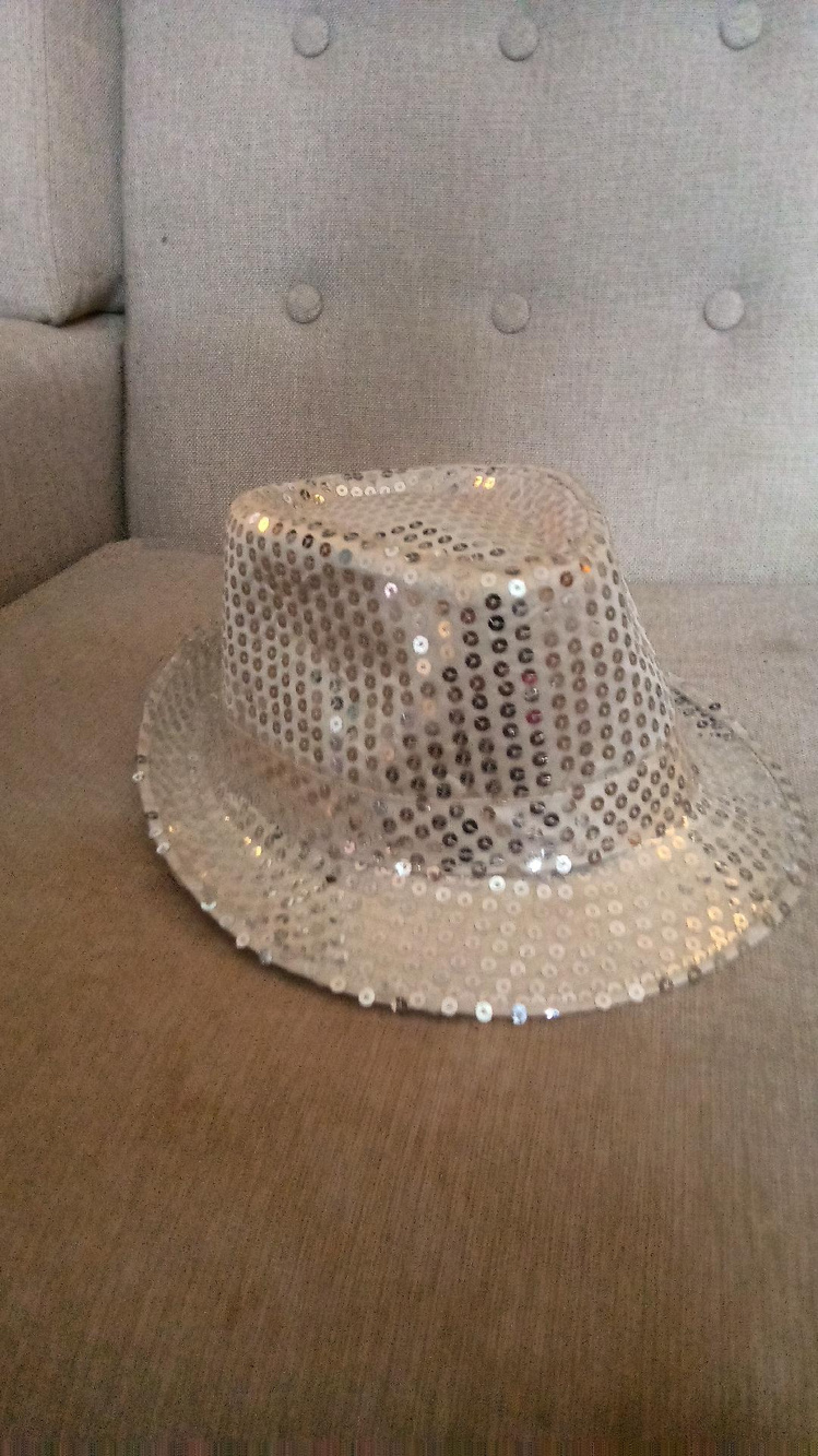 Silver Sequin Cowboy Hat Western Party Costume One Size
